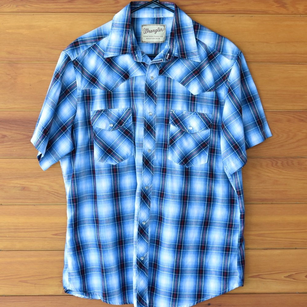 Wrangler Vintage Snap Button Down Short Sleeve Shirt - Men’s L